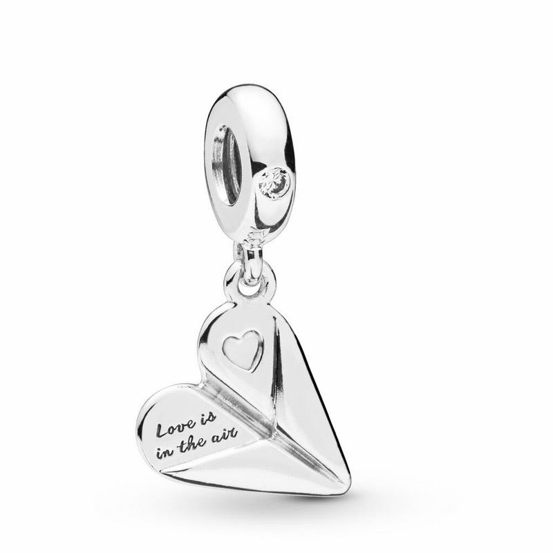 Pandora Australia Heart Paper Plane Dangle Charm - Sterling Silver | HXDNTR017